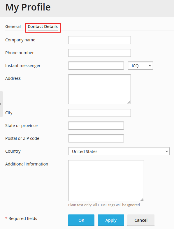 Change Contact Details Plesk